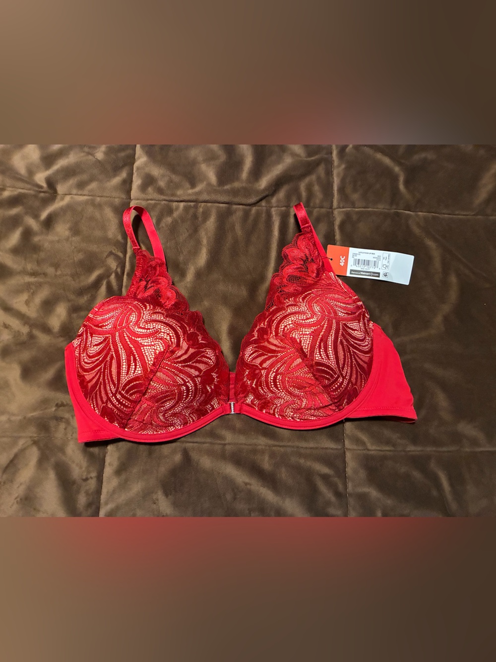 Adore Me Red Lace Layla Push Up Bra with Underwire, 40C